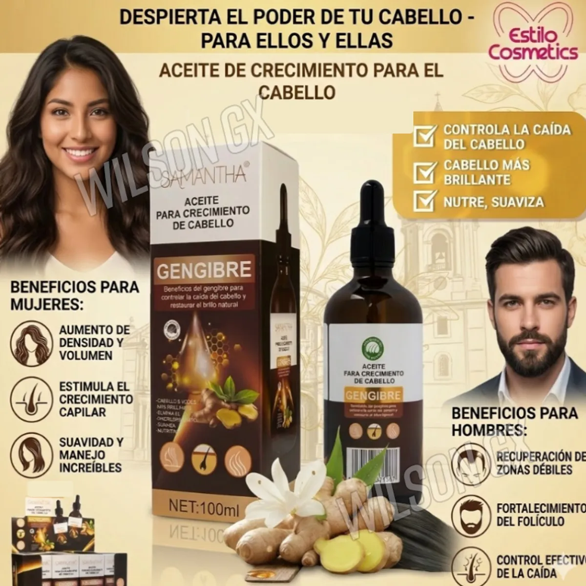 OEM - Aceite De Jengibre Para Crecimiento Del Cabello Y Contra Caida 100ml