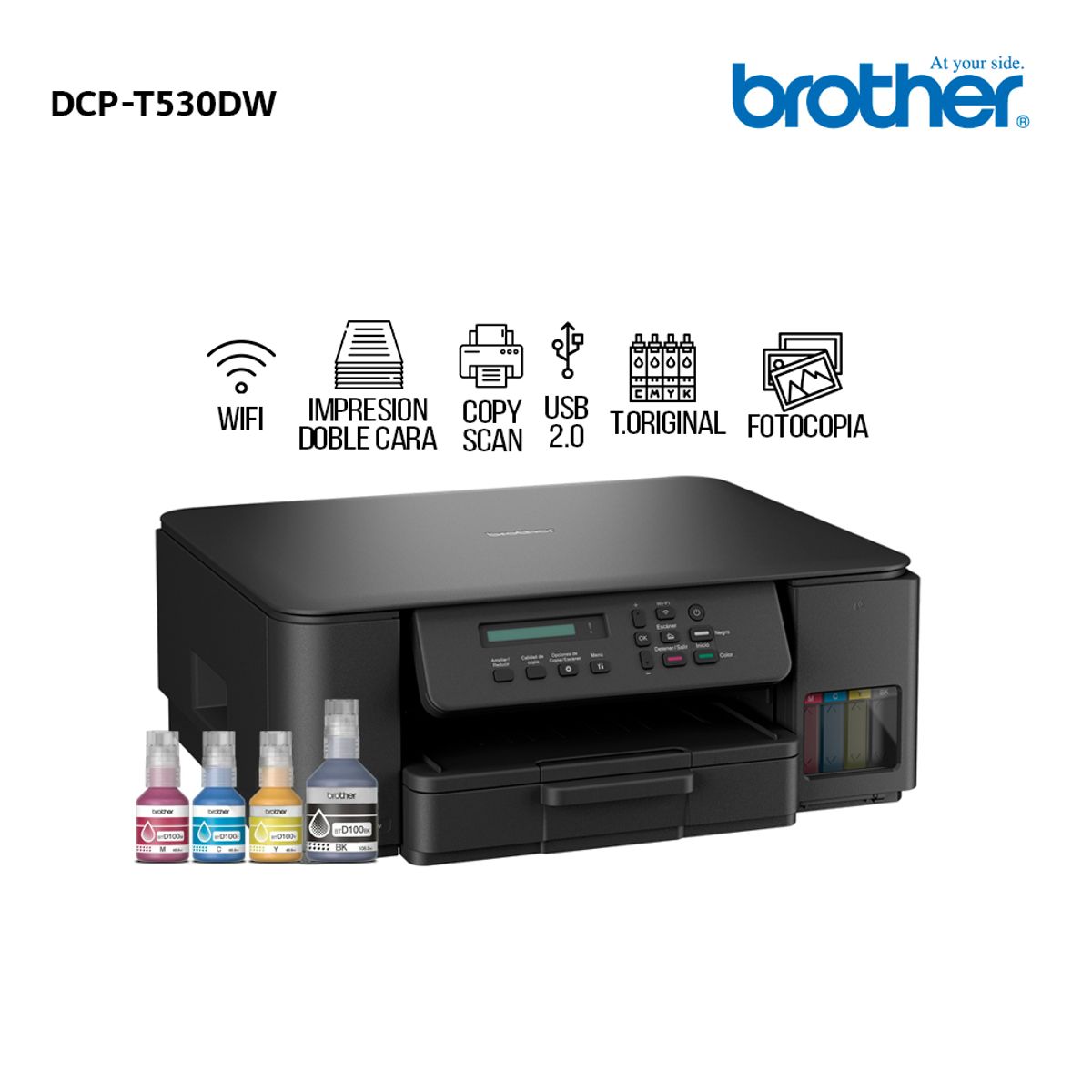 BROTHER - Impresora Multifuncional Brother DCP-T530DW InkBenefit Tank WiFi Dúplex 3 en 1