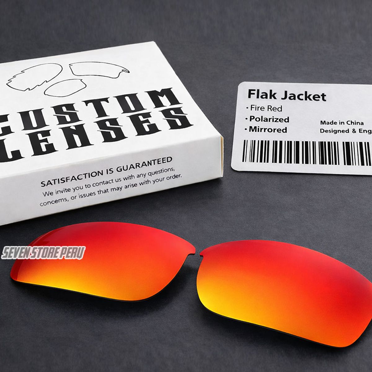 CUSTOM - Lunas repuesto para lentes de sol Flak Jacket OO9008 - Rojo