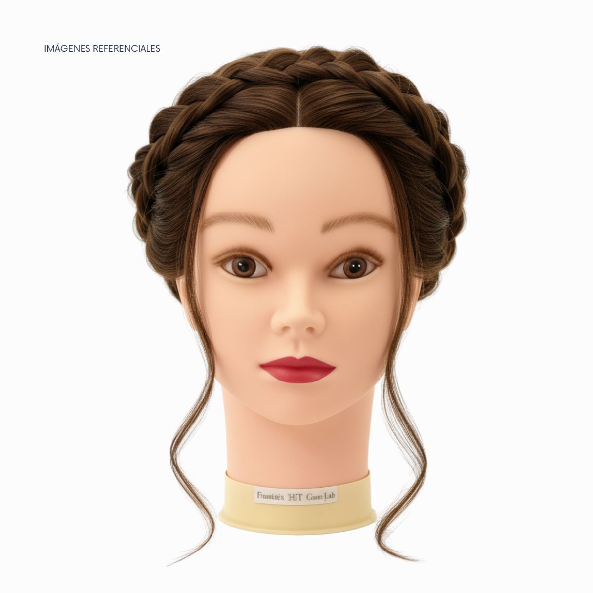 GENERICO - Cabezal con Cabello Sintético para Práctica de Peluquería - Negro