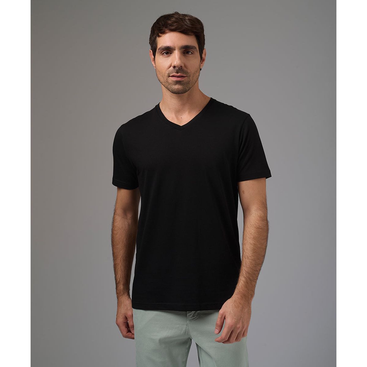 Mbo - Polo Algodón Básico Cuello V Negro Hombre MBO