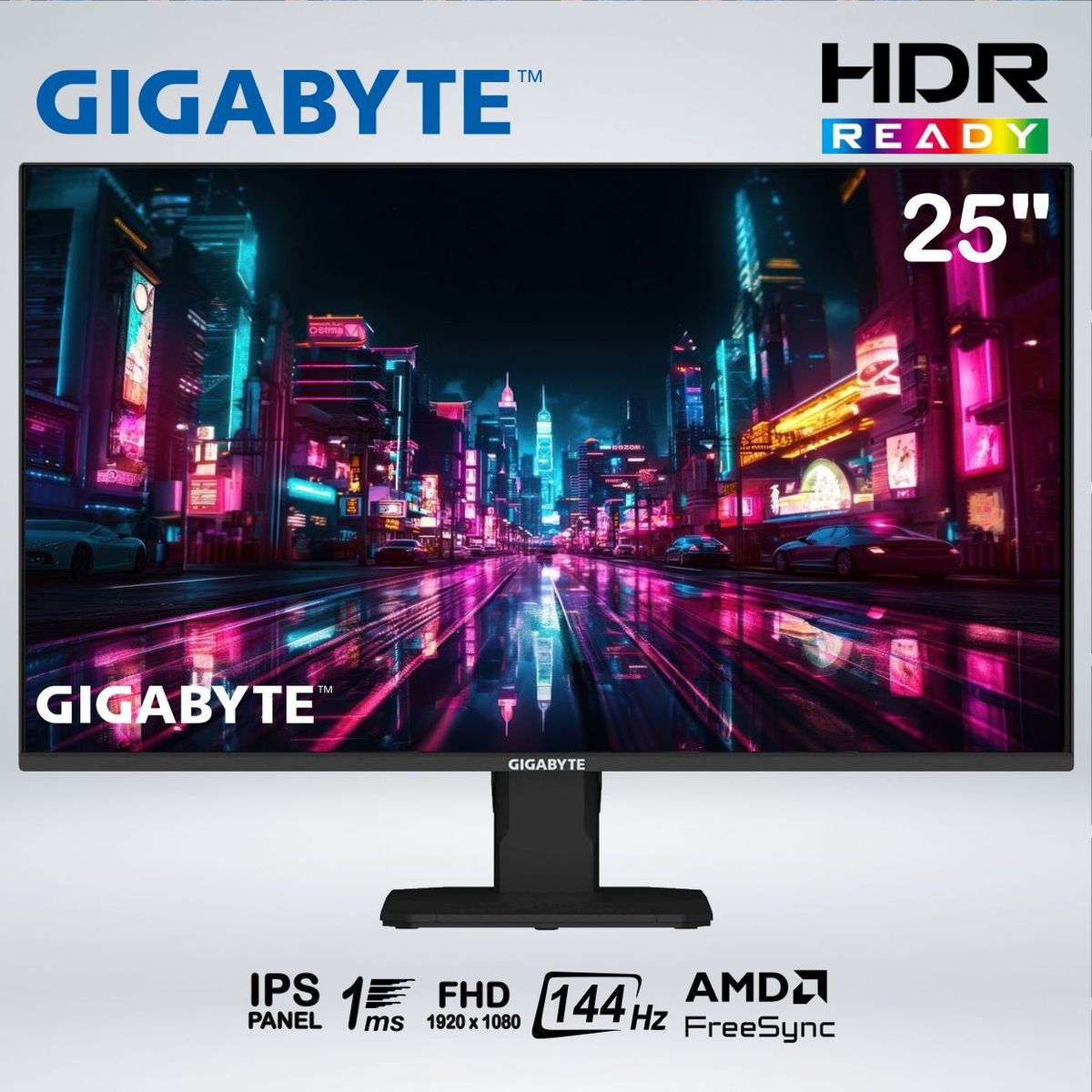 GIGABYTE - MONITOR GAMER GS25F14 FULL HD 24,5" IPS 144hz 1ms HDR10  AMDfreesync