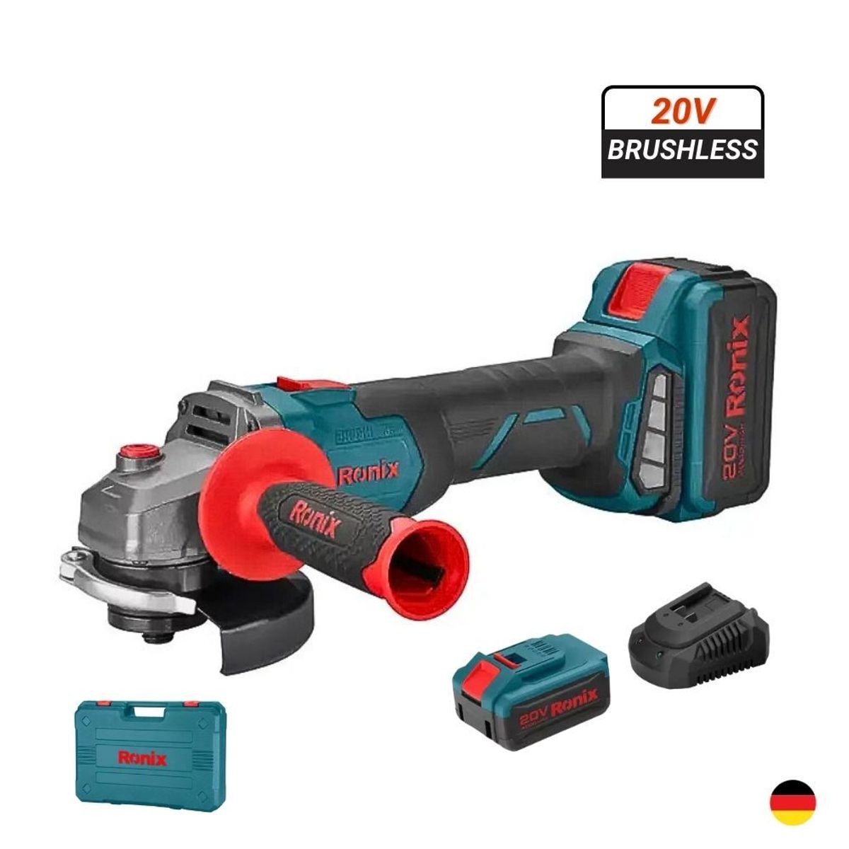 RONIX - Amoladora Inalámbrica 4 1/2″ 20V 4Ah BRUSHLESS RONIX 8901K