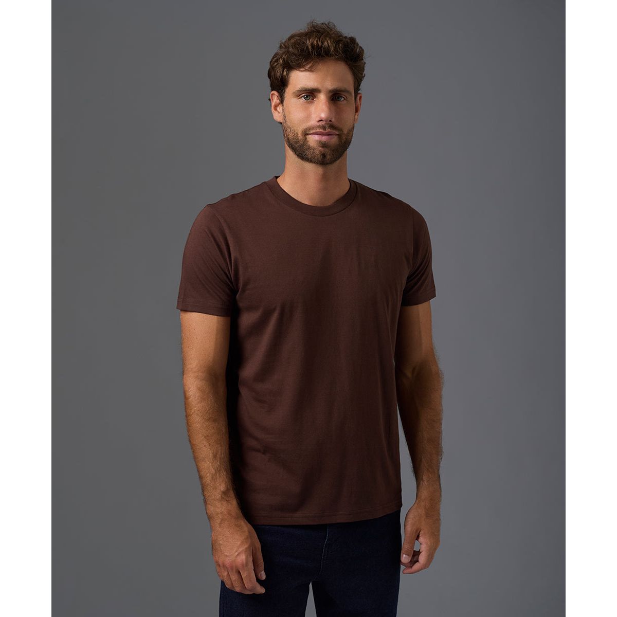 MBO - Polo Algodón Básico Cuello Redondo Marrón Hombre MBO