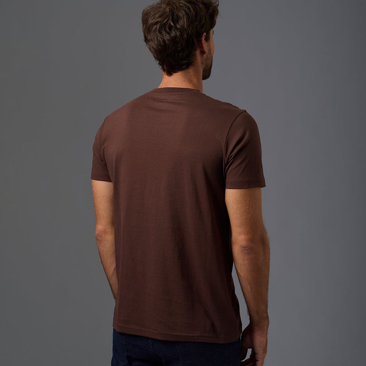 MBO - Polo Algodón Básico Cuello Redondo Marrón Hombre MBO