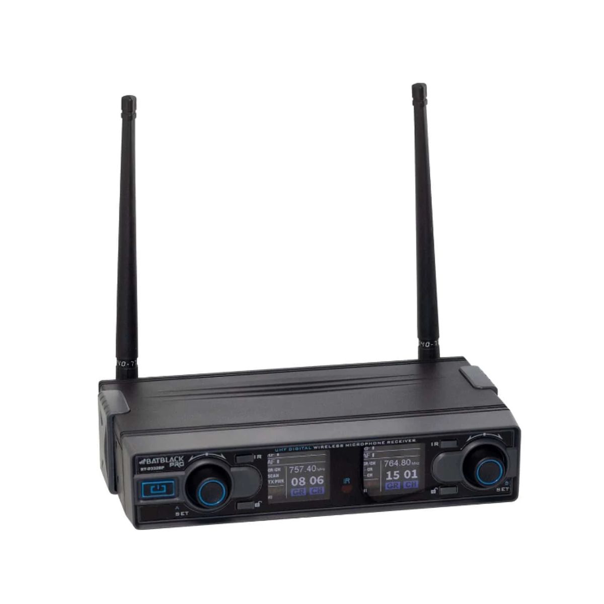 BATBLACK - Micrófono Inalámbrico Doble con 2 Vinchas Y 2 Solaperos UHF BT-D332BP BATBLACK