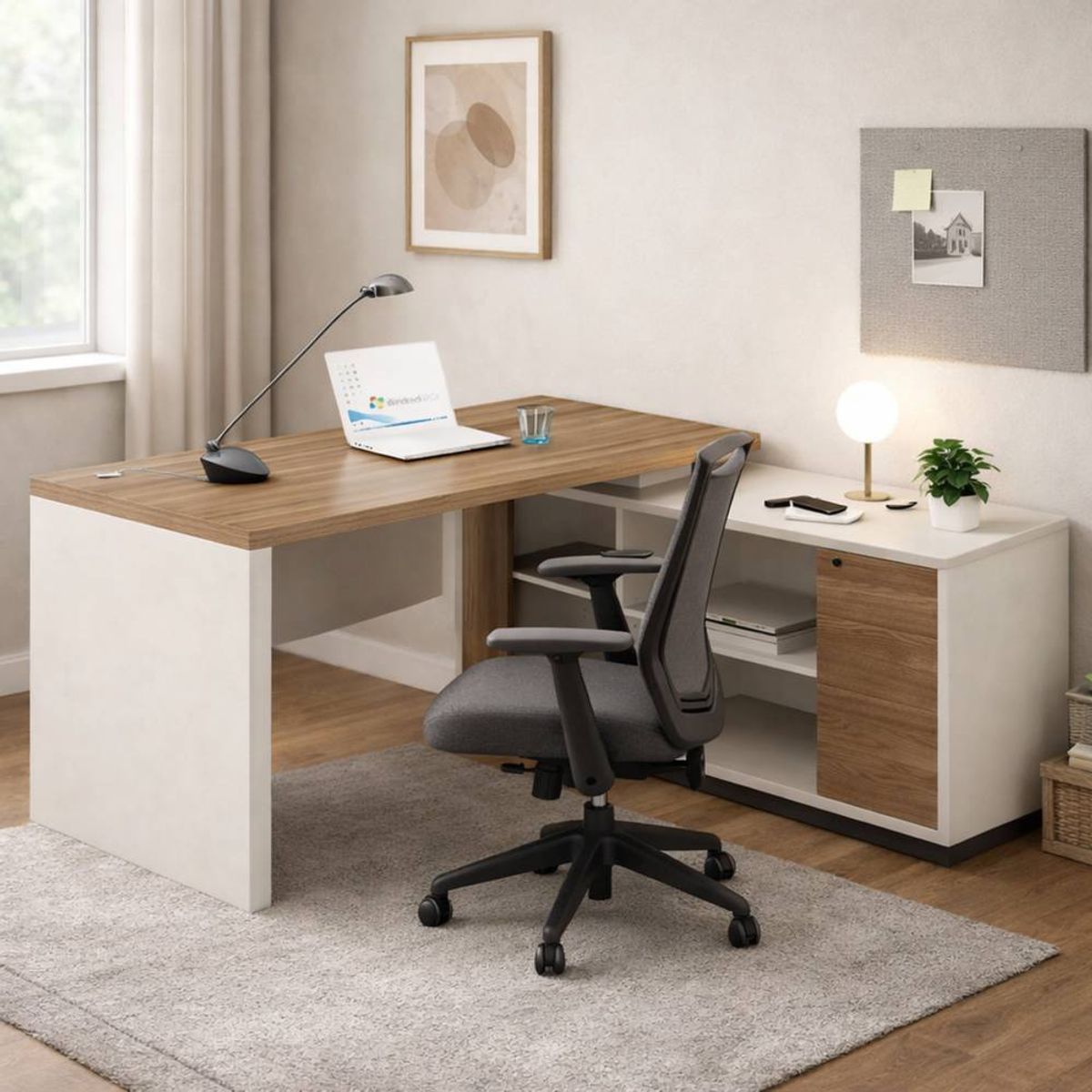 TU MESITA - Escritorio en L Oriana con Almacenamiento Color GalesBlanco TU MESITA