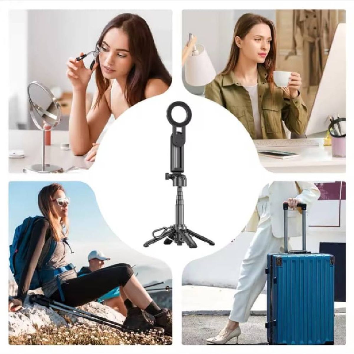 SEISA - Soporte Magnético Clip Multifuncional Trípode Celular Selfie Bluetooth Negro P15 Mini