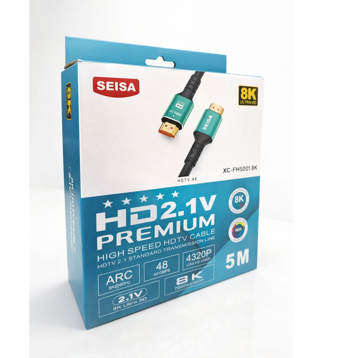 SEISA - Cable HDMI 2.1 8K HDR 48Gbps Compatible PS5 Xbox 4K 120Hz Premium - 5 Metros