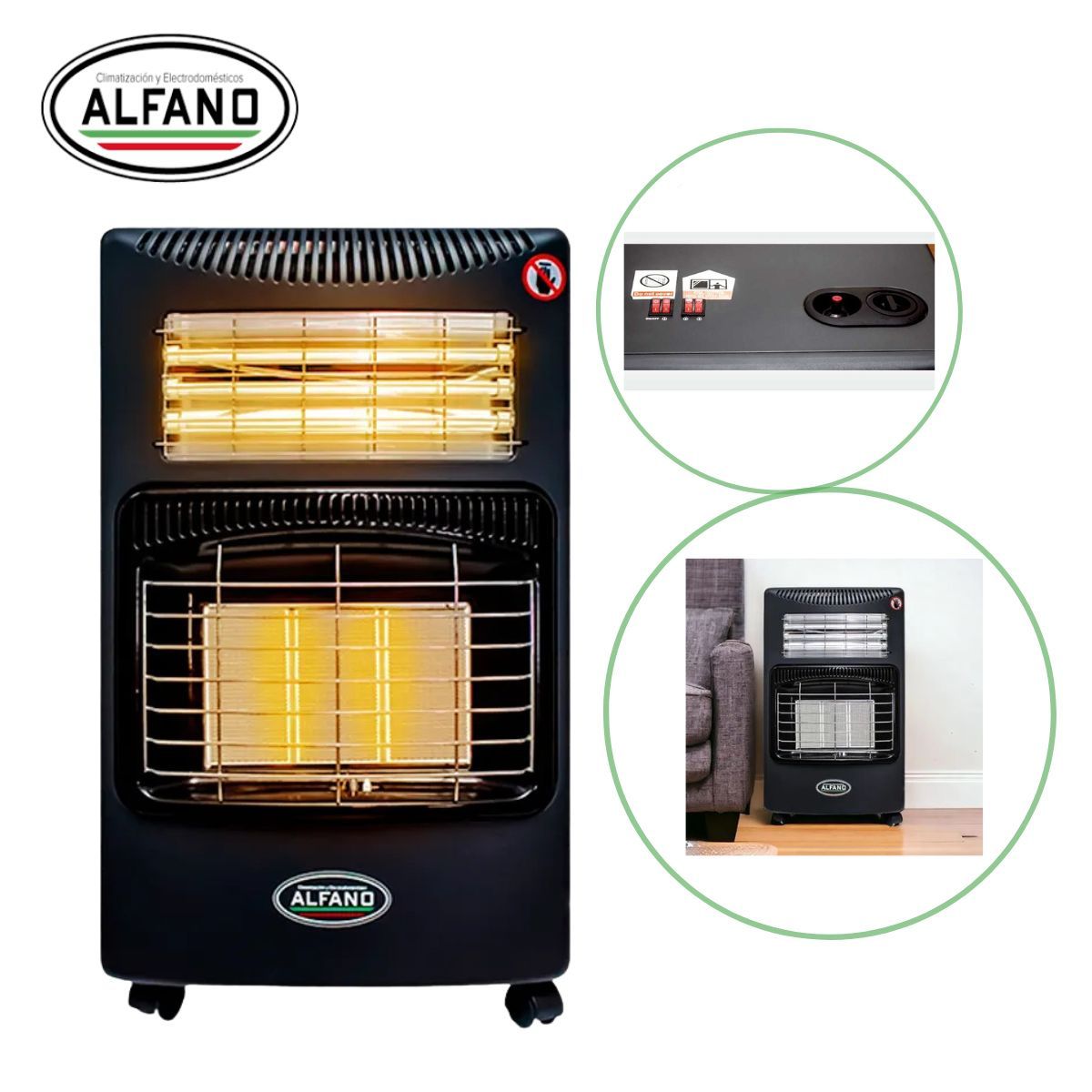ALFANO - Estufa Dual Gas Y Eléctrica  Alfano Ld-168gqfnew