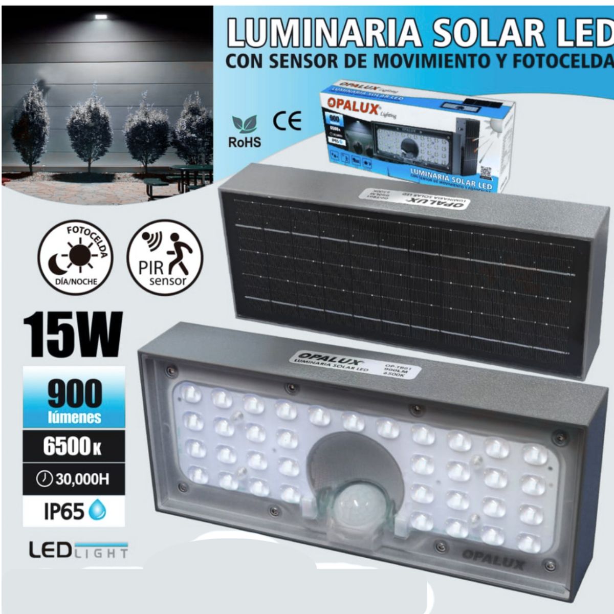 OPALUX - APLIQUE LUMINARIA SOLAR DE PARED