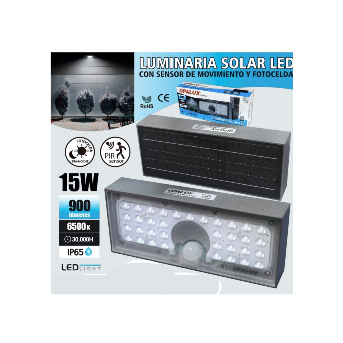 OPALUX - APLIQUE LUMINARIA SOLAR DE PARED