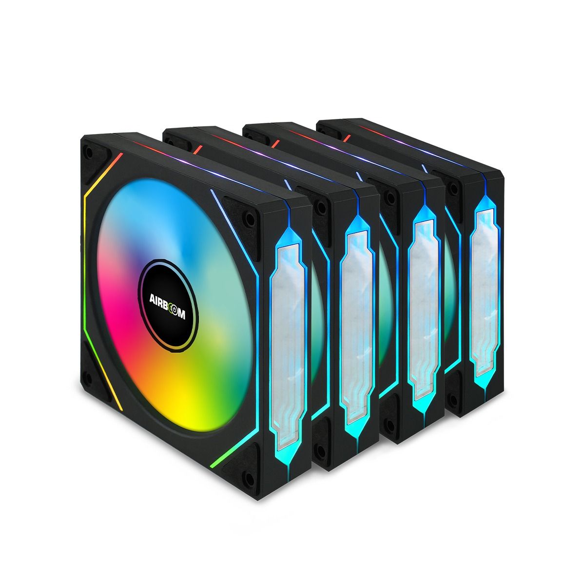 AIRBOOM - COOLER PARA CASE DE PC PACK 4 UNIDADES RGB AIRBOOM LED VEKTOR