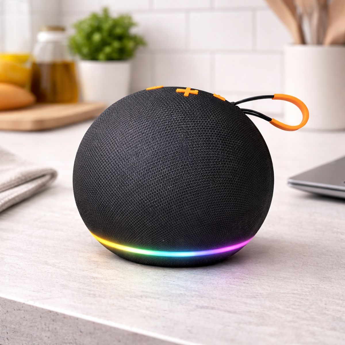 GENERICO - Parlante Bluetooth Portátil con Luz RGB y Correa Vexa Negro