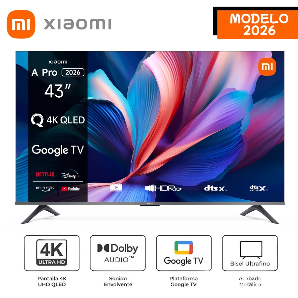 XIAOMI - Televisor Xiaomi A Pro 43"  Pulg.  Qled 4K Ultra HD Smart L43MB-APPH - Modelo 2026