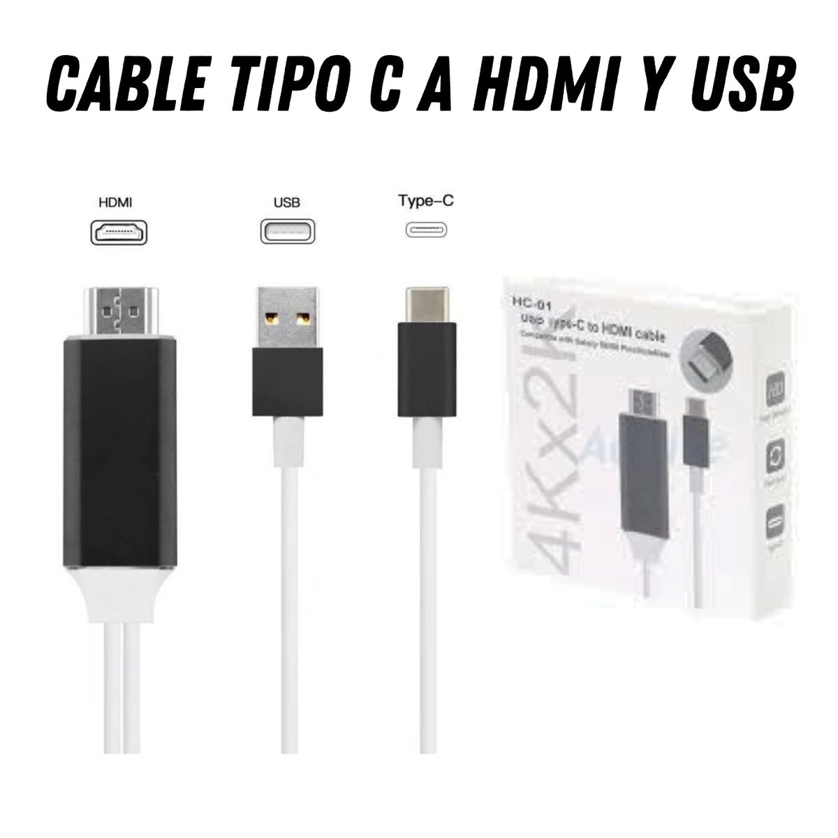 GENERICO - CABLE TIPO C A HDMI Y USB PARA TRANSMISION 4K X 2K