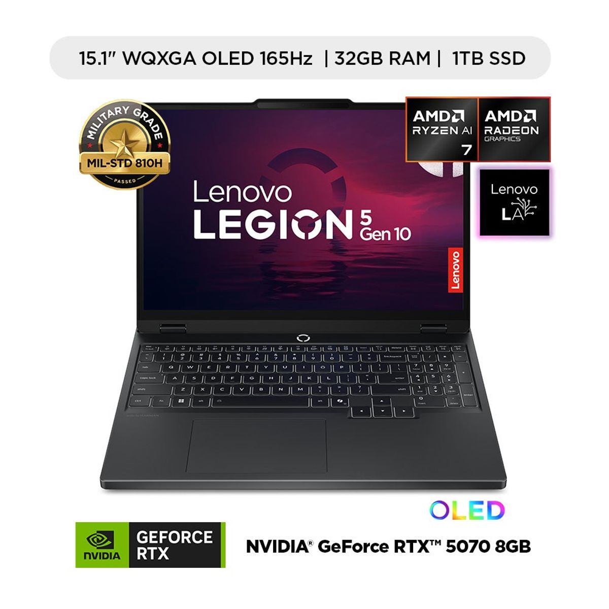 LENOVO - Laptop gamer Lenovo Legion 5 AMD Ryzen AI 7 350 32GB 1TB SSD RTX 5070 8GB