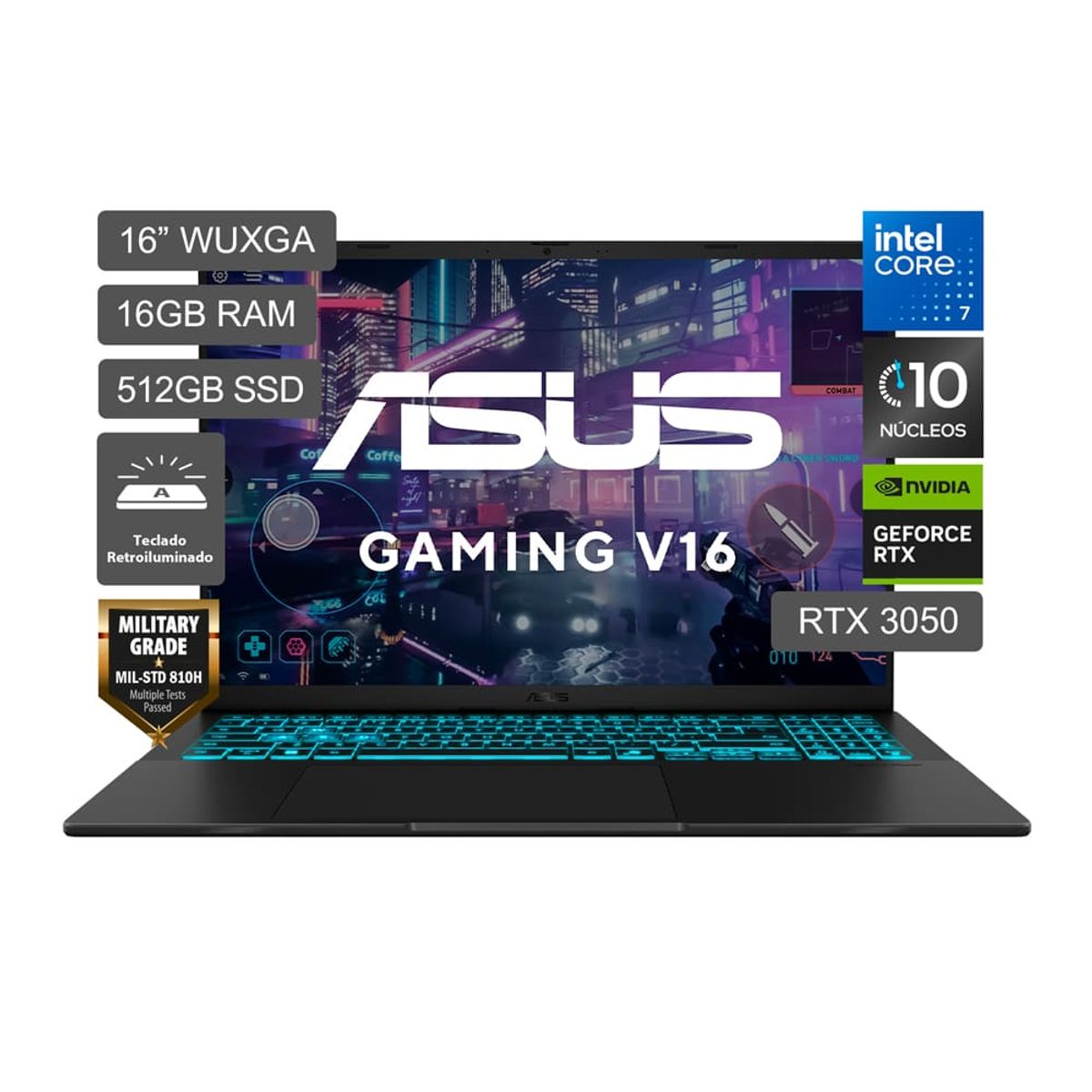 ASUS - Laptop Asus Gaming V16 Intel Core 7 240H 512GB 16GB RTX 3050 V3607VJ-RP096W