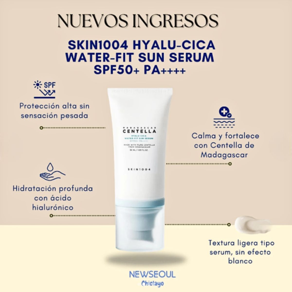 SKIN1004 - Protector Solar Hyalu-Cica Water-Fit Sun Serum SPF50+ PA++++