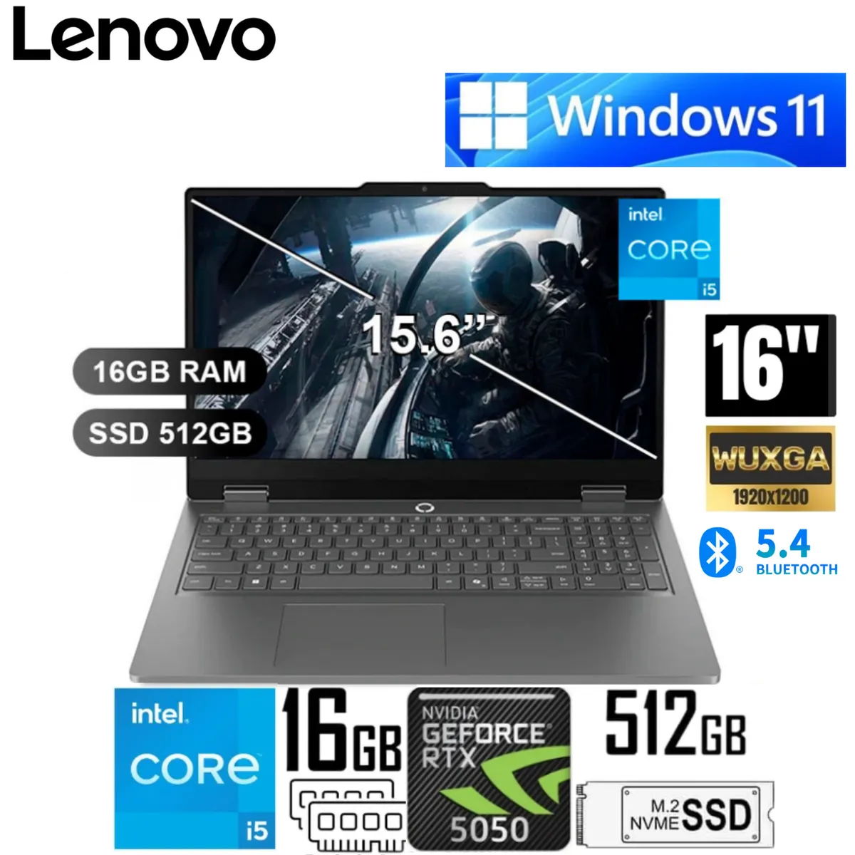 LENOVO - Laptop Gaming Lenovo LOQ 15IRX11 Intel Core i5-13450HX 16GB RAM 512GB  RTX 5050  15.6" FHD  83SC0055LM