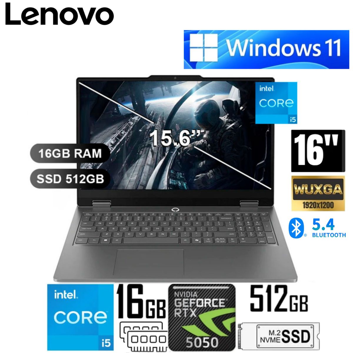LENOVO - Laptop Gaming Lenovo LOQ 15IRX11 Intel Core i5-13450HX 16GB RAM 512GB  RTX 5050  15.6" FHD  83SC0055LM