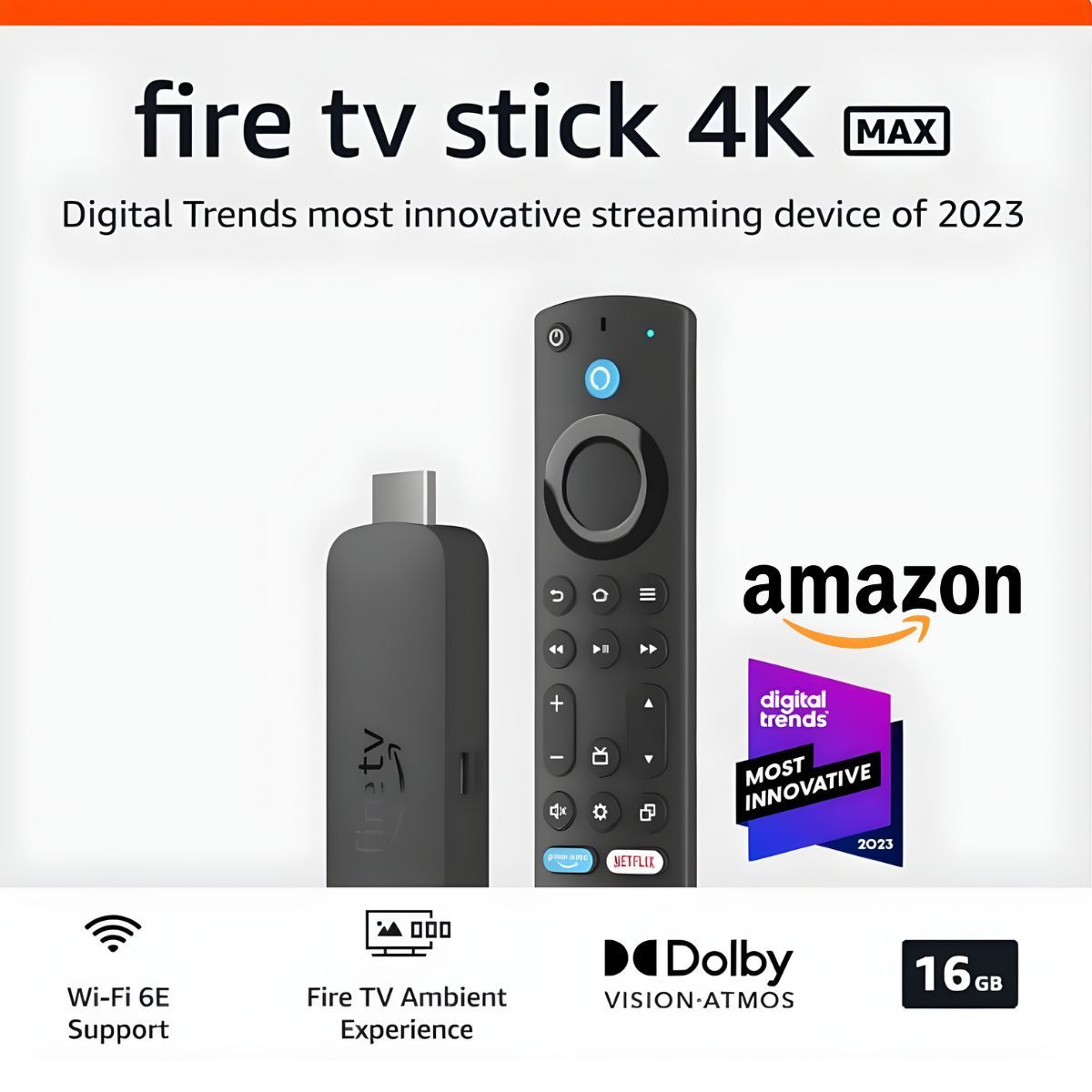 AMAZON - Amazon Fire TV Stick 4K MAX 16GB WiFi 6E 2da GEN