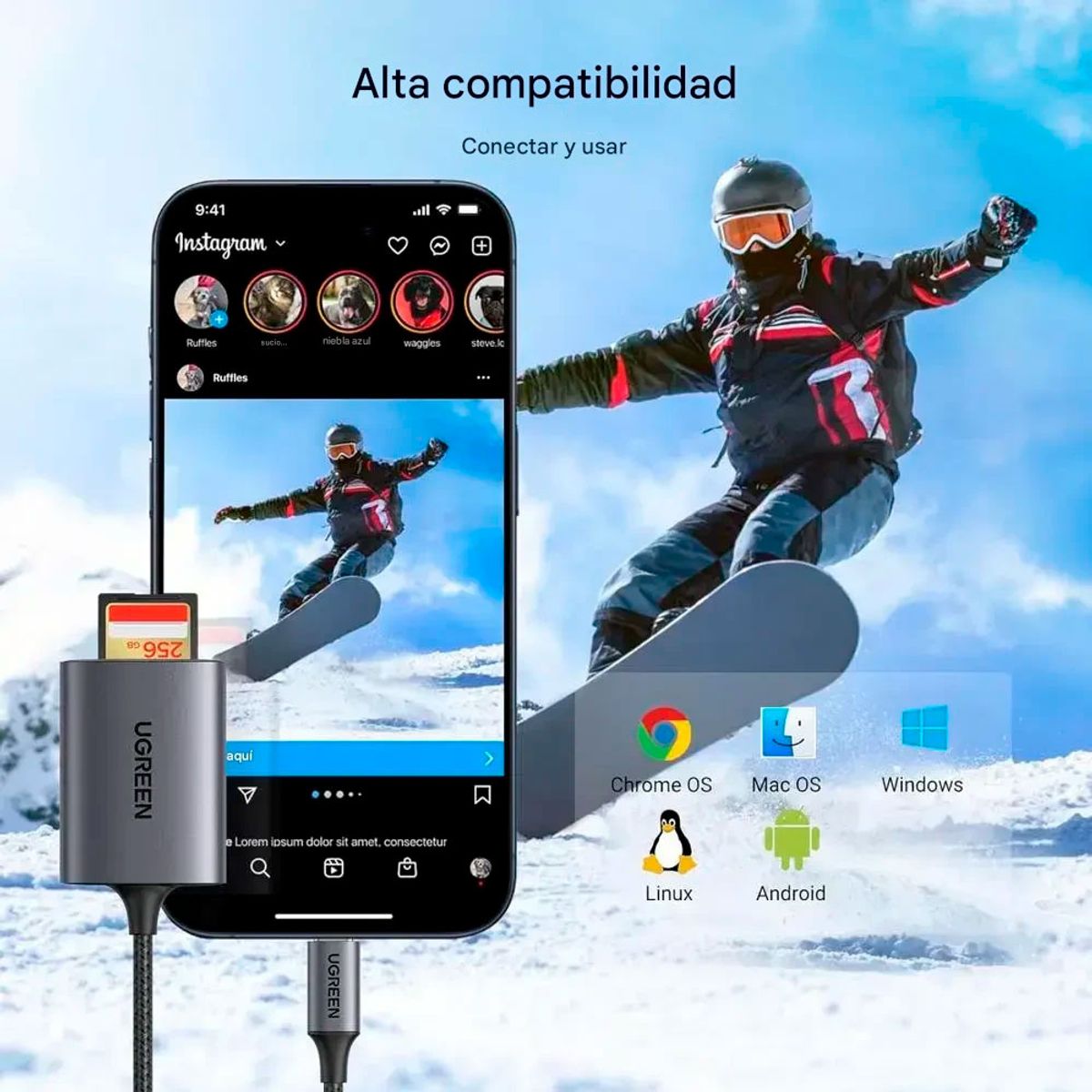 UGREEN - Adaptador Usb C A Sd Microsd Ugreen CM401 Alta Velocidad