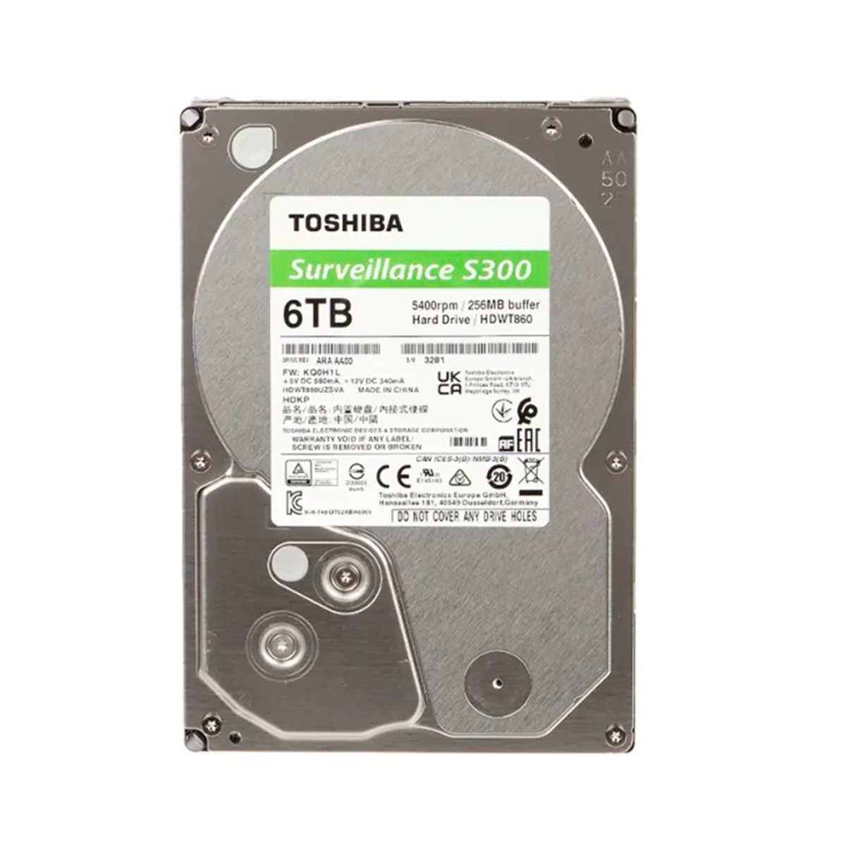 TOSHIBA - DISCO DURO TOSHIBA S300 6TB 7200 RPM SATA 3.5IN PARA SISTEMA DE VIGILANCIA VIDEO PN HDWT860UZSVA