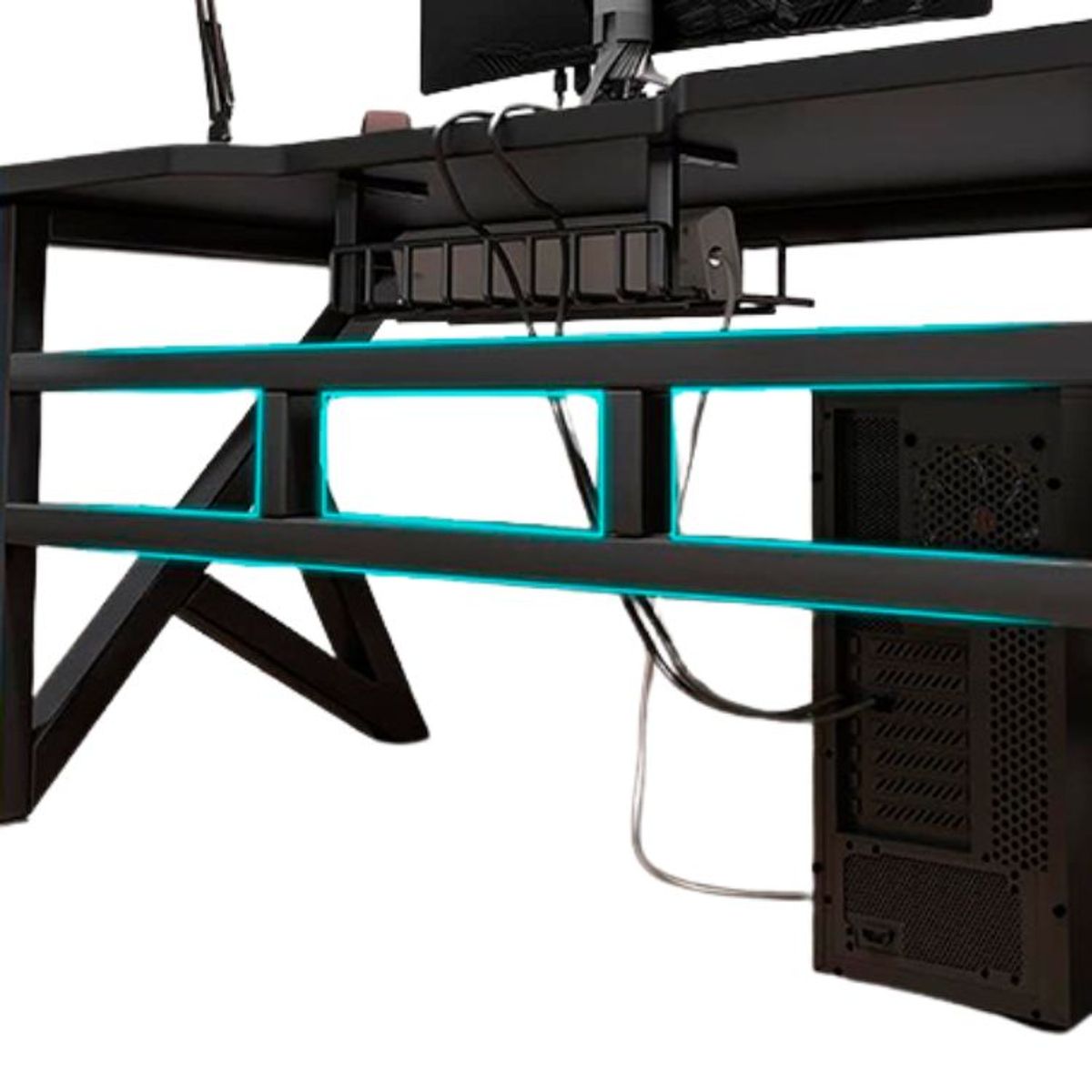 GENERICO - Escritorio Gamer Negro Diseño Ergonómico Oficina