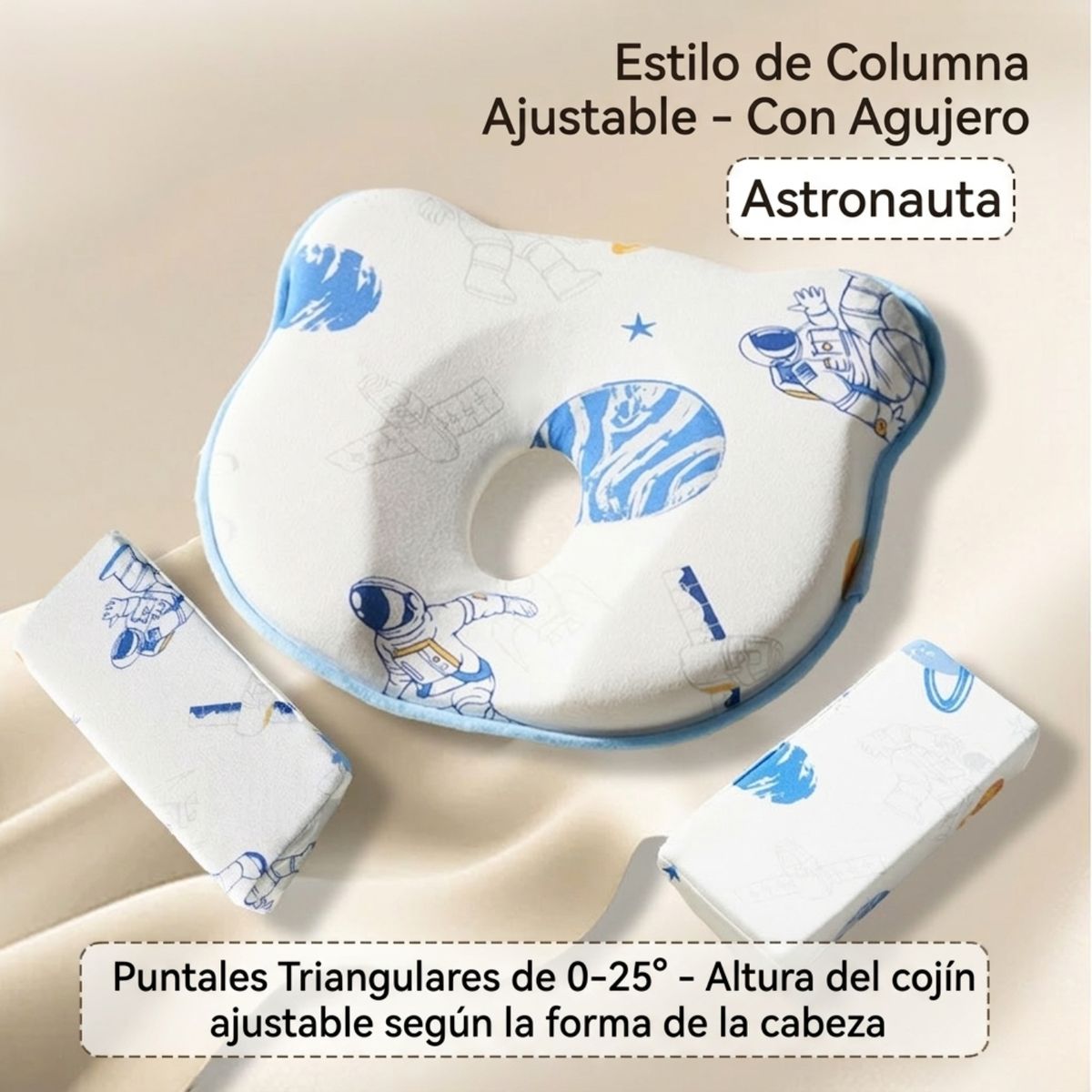 DAUER - Kit de Almohadas 3 en 1 para Bebé Sistema Antivuelco y Moldeado + 2 Cuñas Antivuelco Niño
