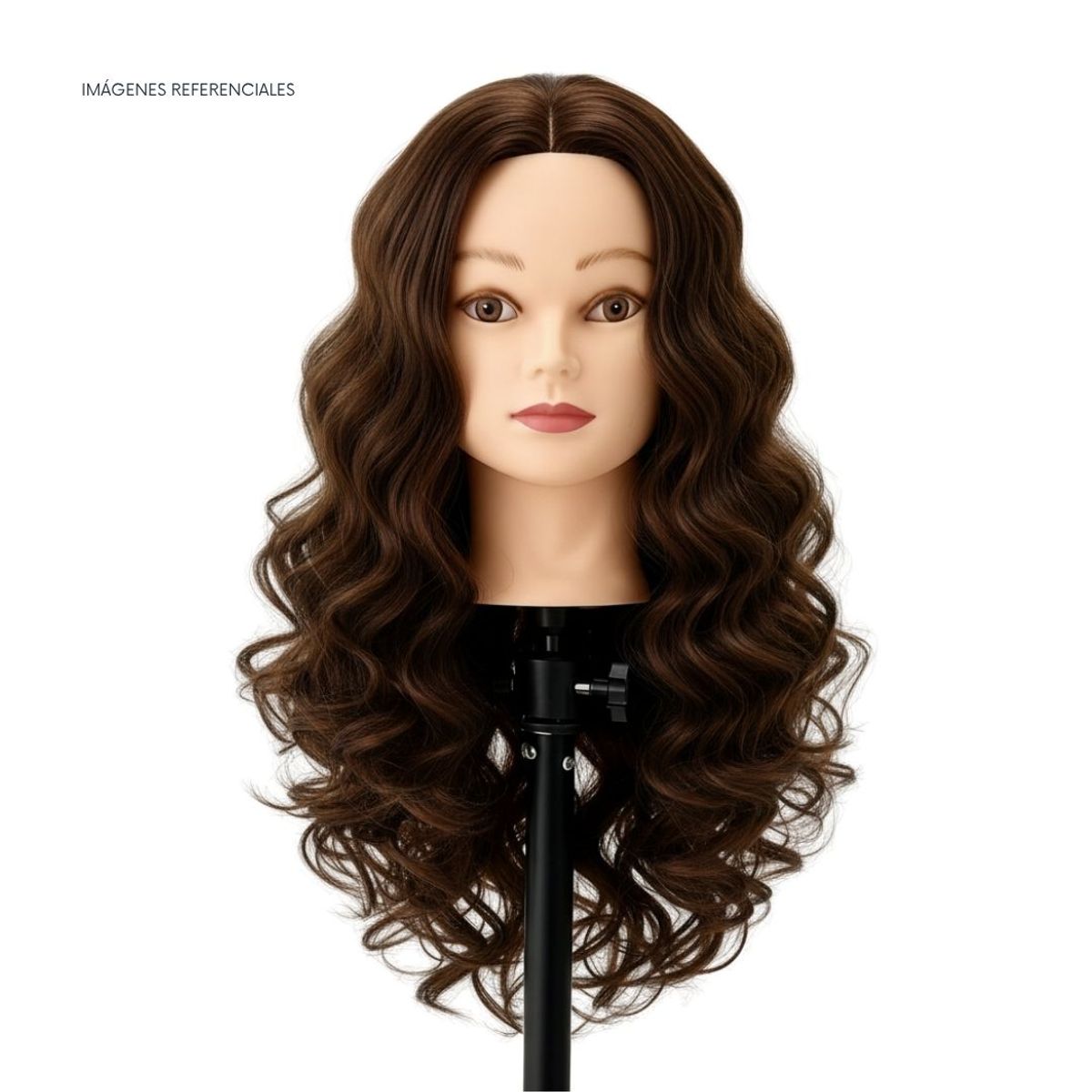 GENERICO - Cabezal con Cabello Natural de Poni para Práctica de Peluquería