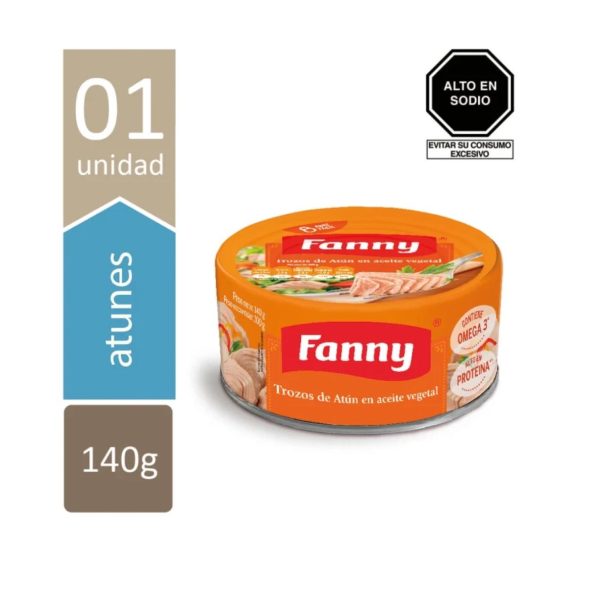 MOLITALIA - Trozos de Atún FANNY en Aceite Vegetal Lata 140 gr - Caja x 12 unids