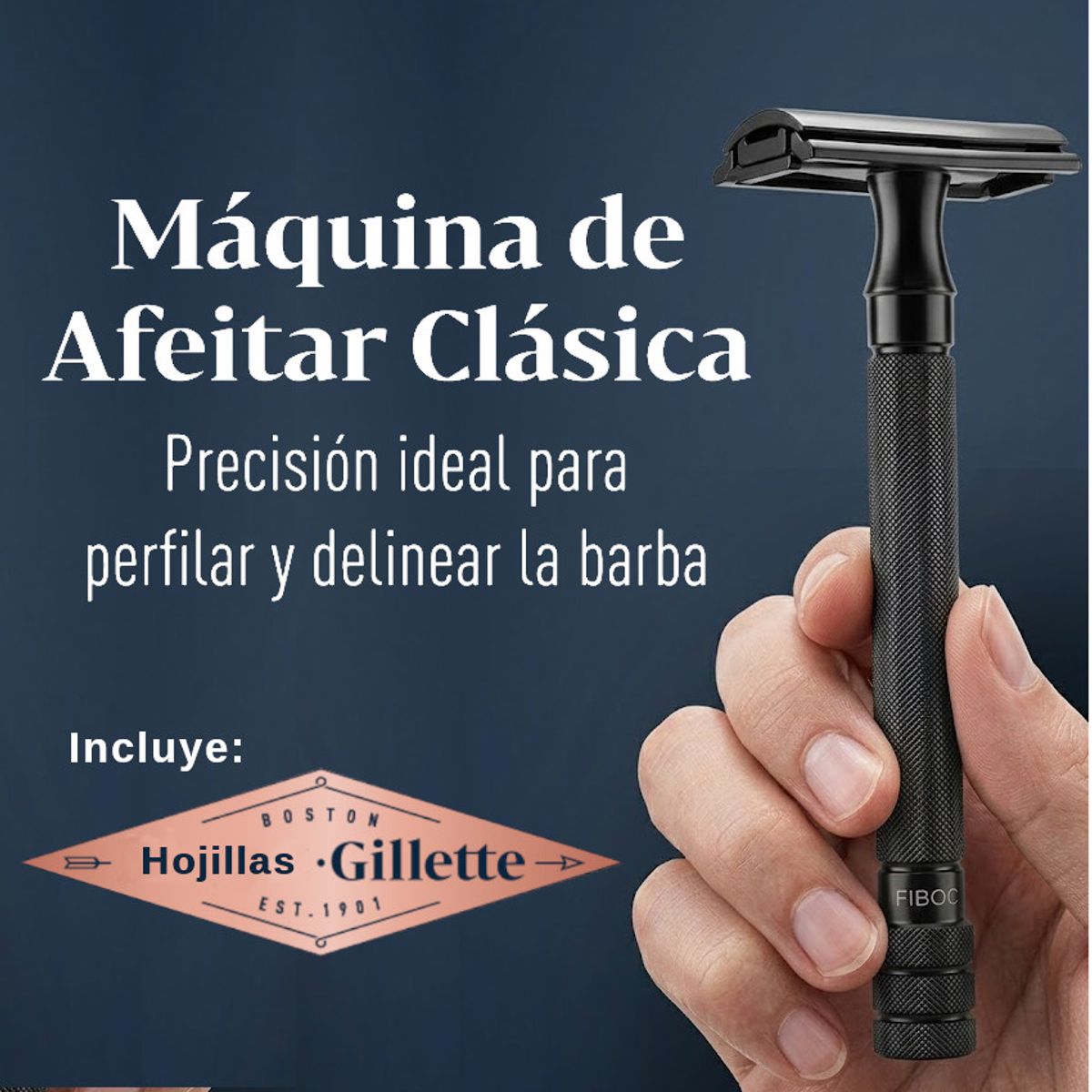 GENERICO - Clasic Razor Metal Aleacion Negro + Hojillas Gillette