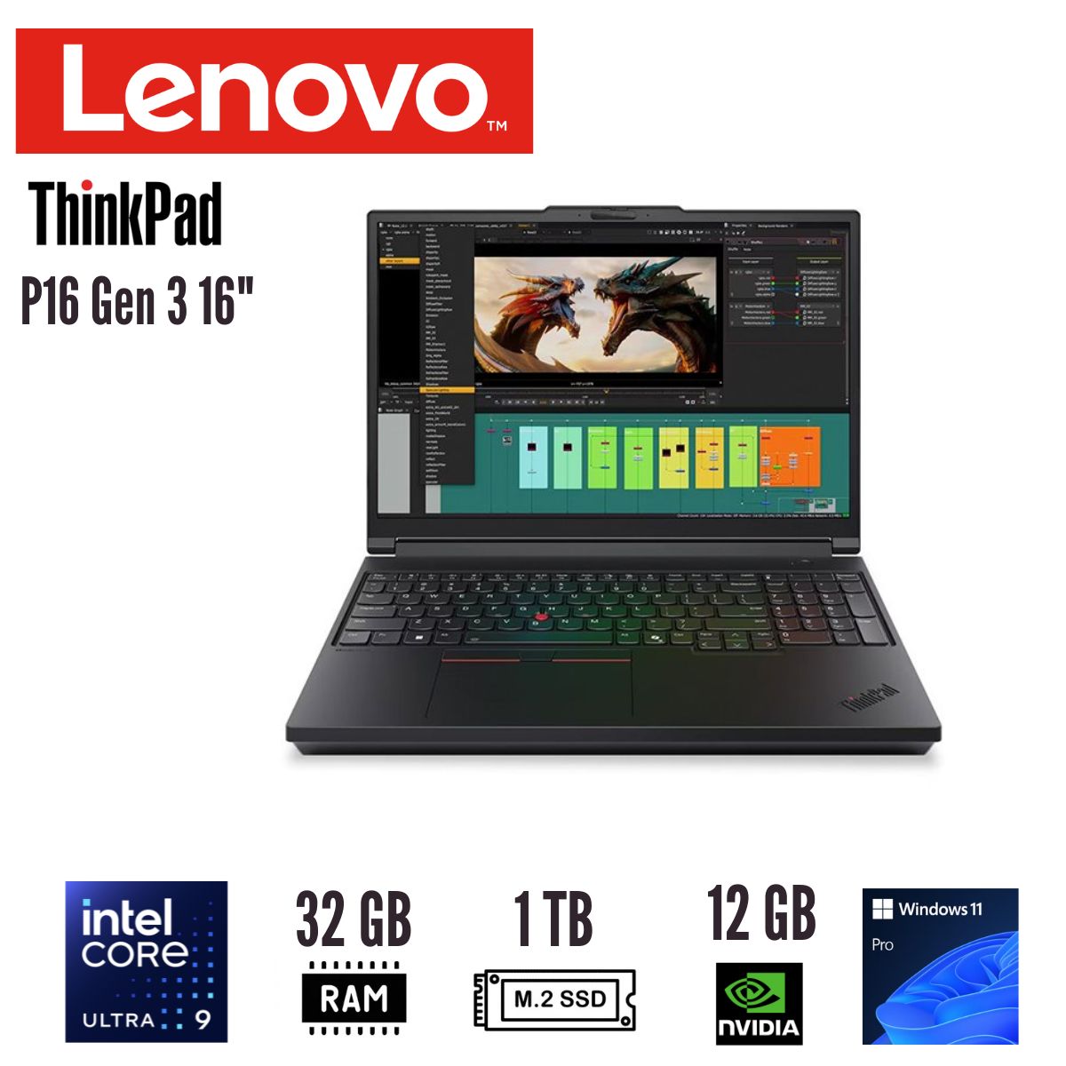LENOVO - NOTEBOOK LENOVO THINKPAD P16 GEN 3 21RR0008LM 16″ WUXGA IPS CORE ULTRA 9 275HX 32GB DDR5 RTX PRO 3000 12GB 1TB SSD