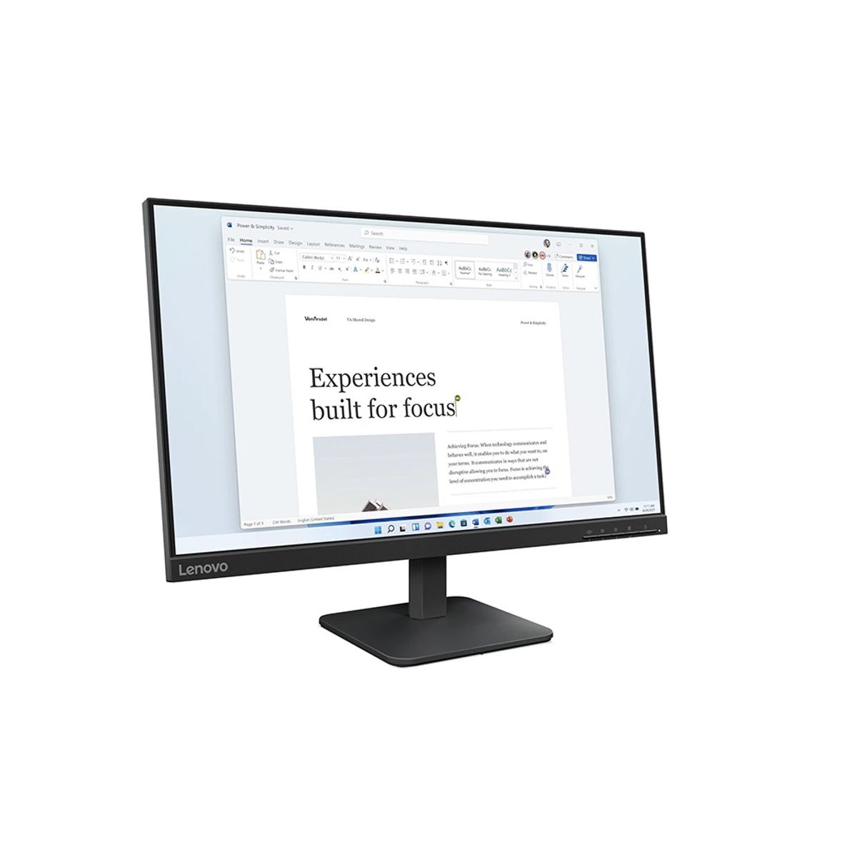 LENOVO - Monitor Lenovo L24-4e 23.8 Pulg 1920 x 1080 WLED FHD IPS HDMI VGA