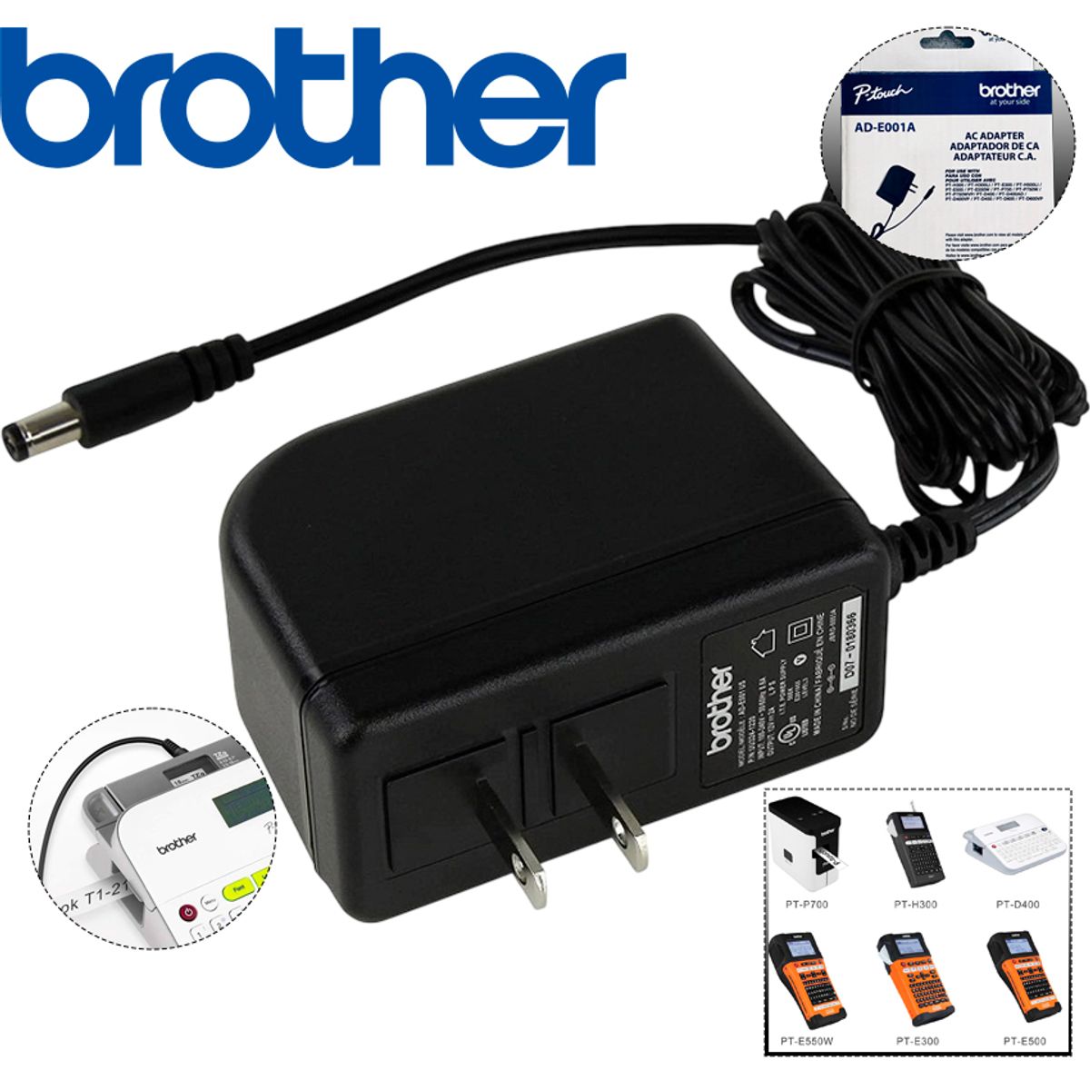 BROTHER - Cargador para Rotuladores P-Touch Brother Adaptador AD-E001