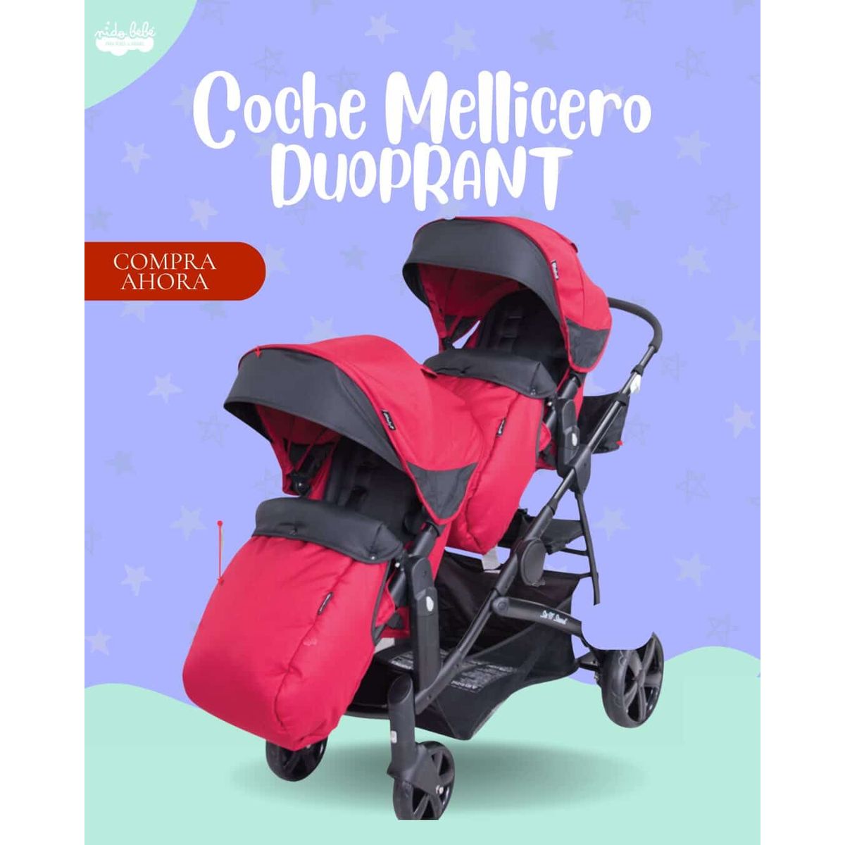BABY - COCHE MELLICERO MODELO DUOPRANT COLOR FUCSIA - PREMIUN