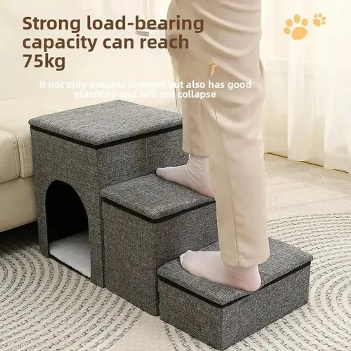 Escalera Plegable 3 Peldaños Para Perros Y Gatos Con Cajones, marca EVERSO - Foto 2