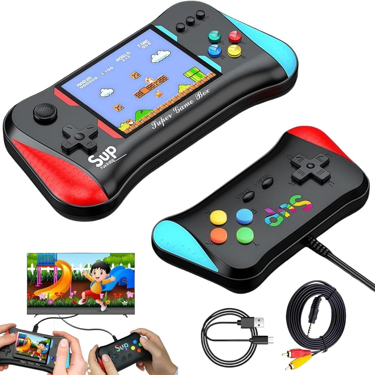 PUREPOWER - SUP Retro consola de juegos portátil, 500 juegos clásicos, sistema de juegos portátil para niños