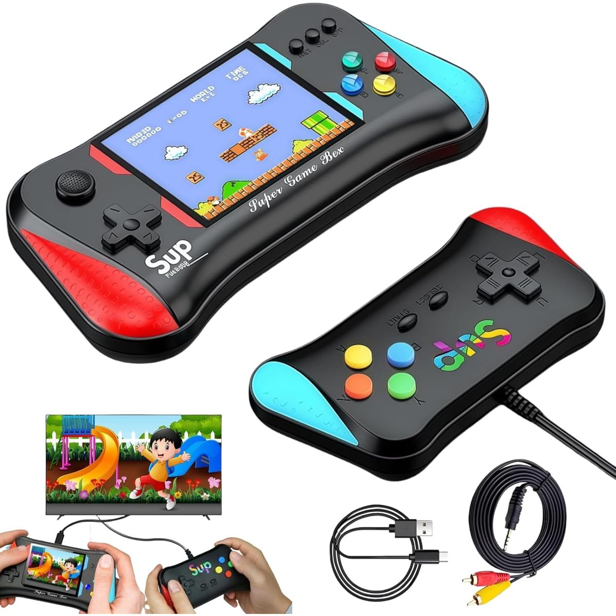 PUREPOWER - SUP Retro consola de juegos portátil, 500 juegos clásicos, sistema de juegos portátil para niños