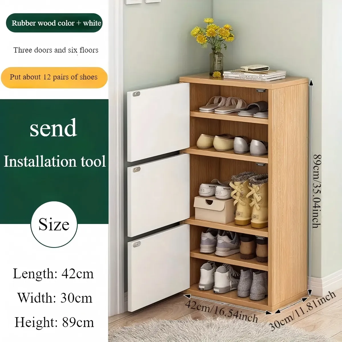 ANYHOGAR - Zapatero Gabinete Comoda Organiador De Zapato Con 3 Puertas