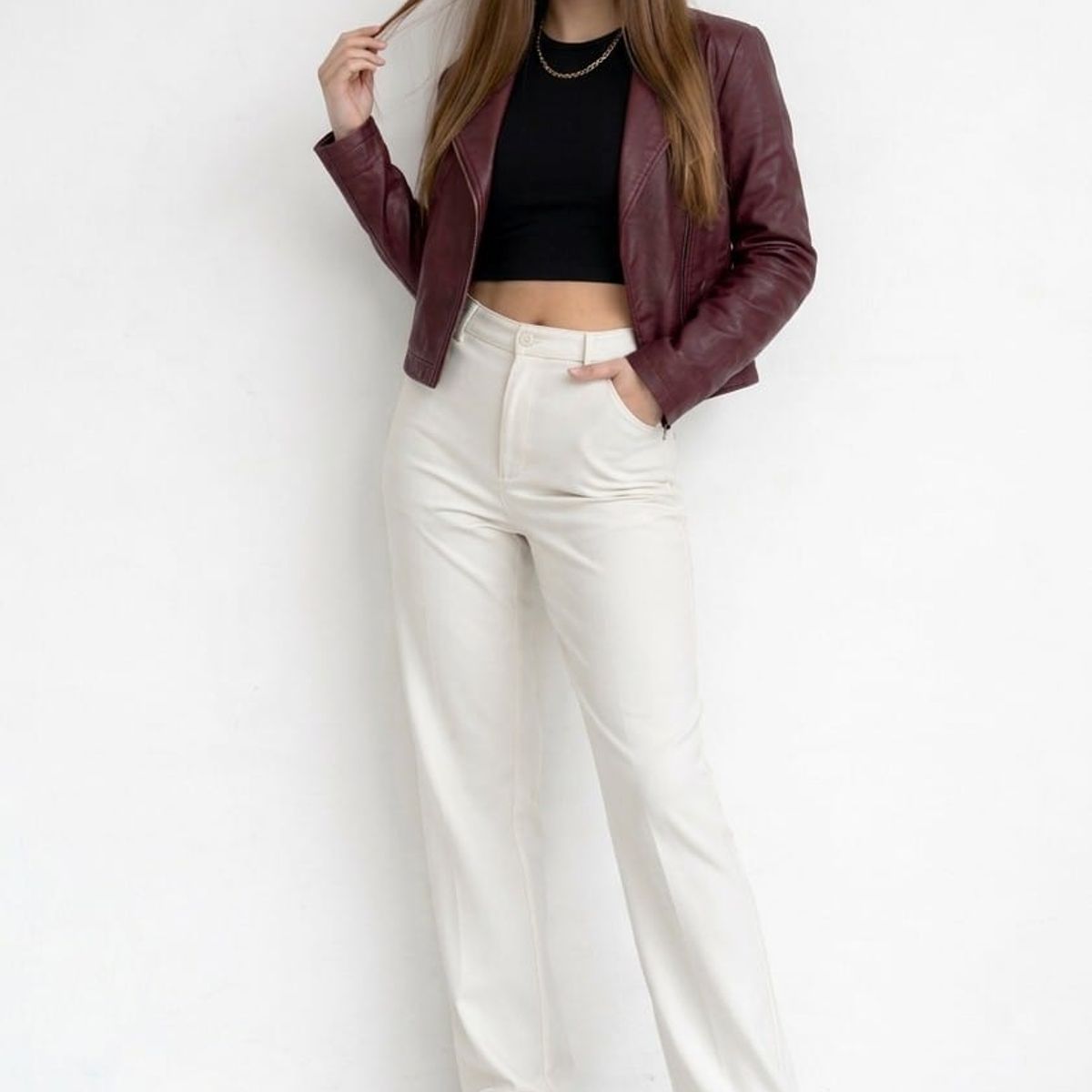 GENERICO - CASACA CUERINA BIKER PARA MUJER CASUAL