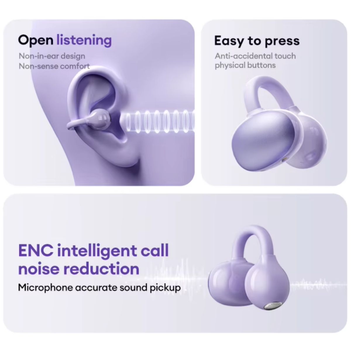 LENOVO - Audífono Lenovo LK6 Clip Ear Negro 25h Bluetooth 5.4