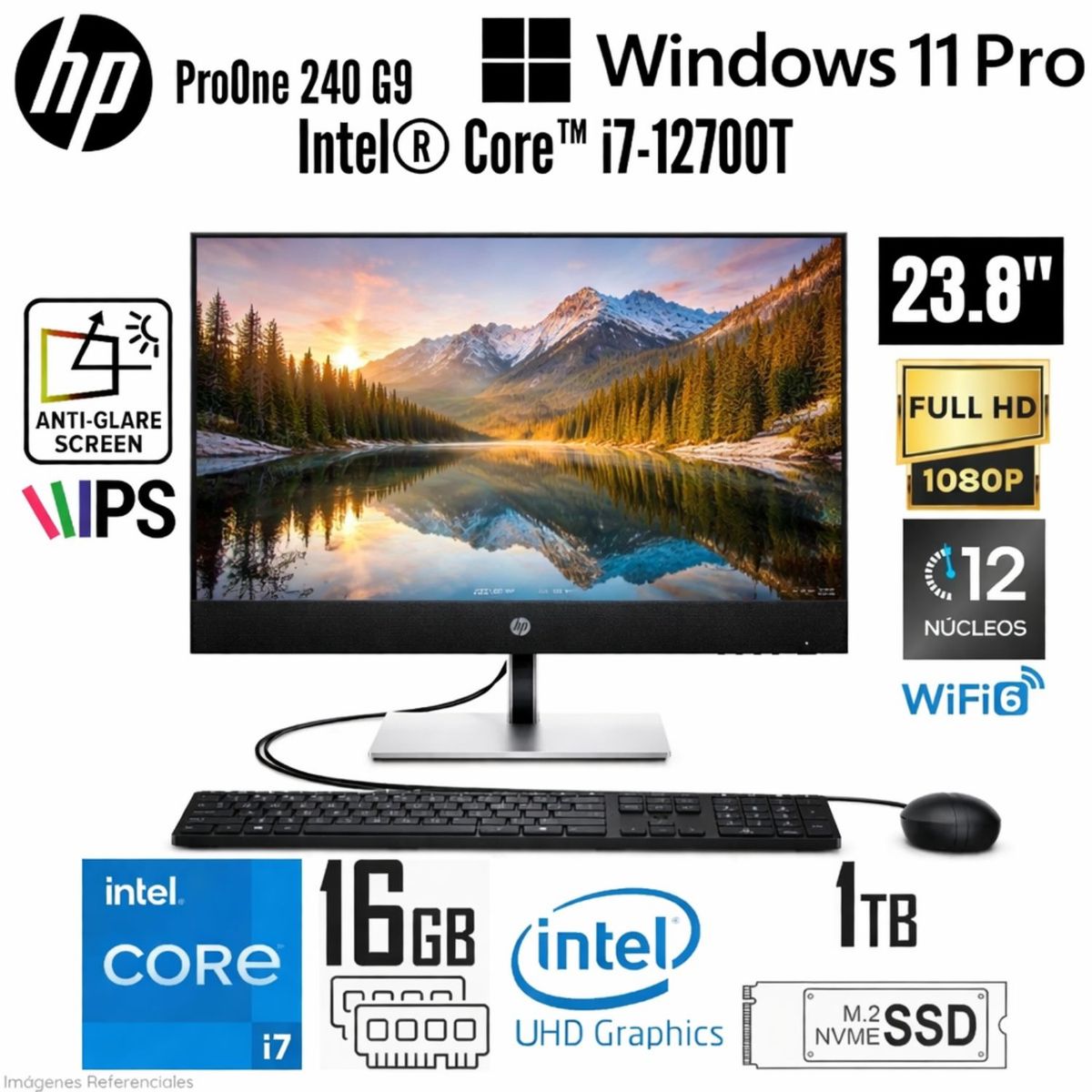 HP - All in One HP ProOne 440 G9 Intel Core i7-12700T 16GB RAM 1TB SSD 23.8" FHD 700J7LSABM
