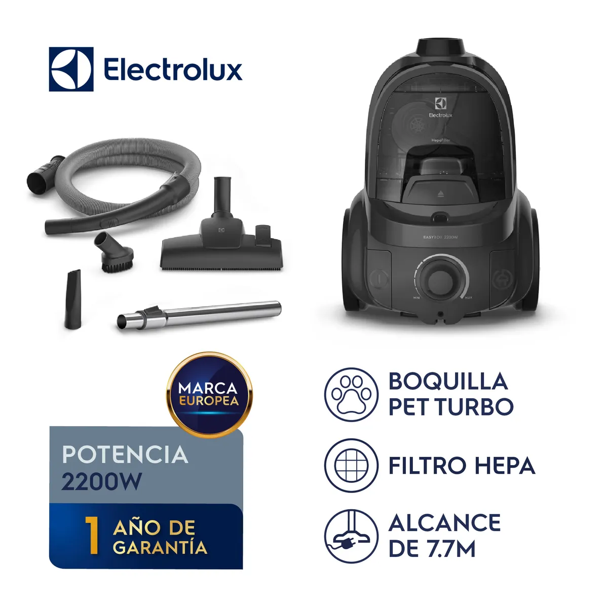 ELECTROLUX - Aspiradora Ciclónica Electrolux 2200W EasyBox con Boquilla PET EAS41
