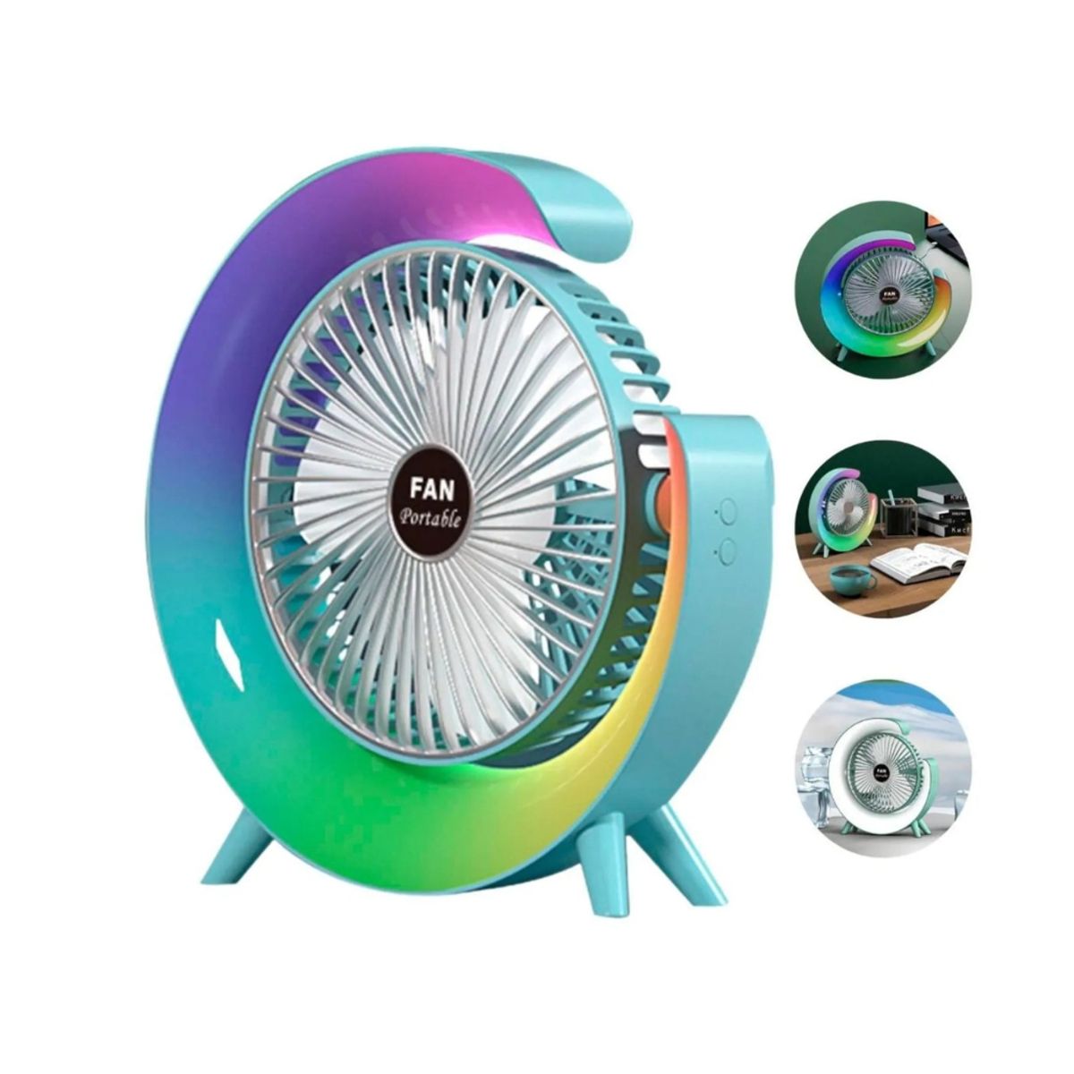 GENERICO - Mini Ventilador de Aire Acondicionado Ventilador Portátil Celeste