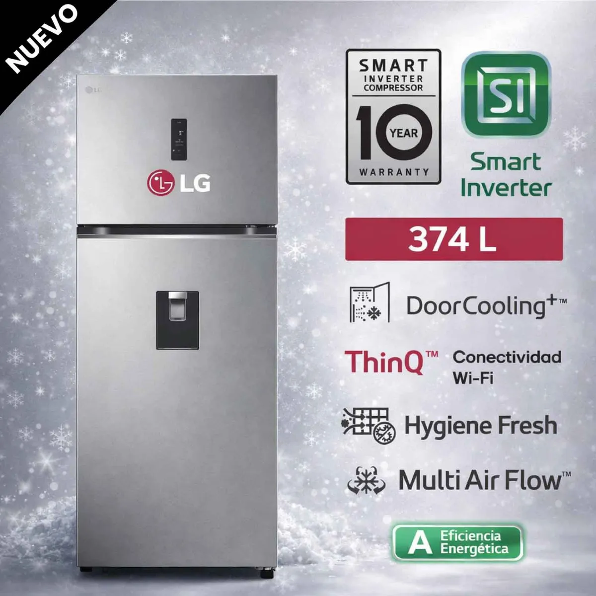 LG - Refrigeradora LG Top Freezer VT38SPYC Door Cooling+ 374L