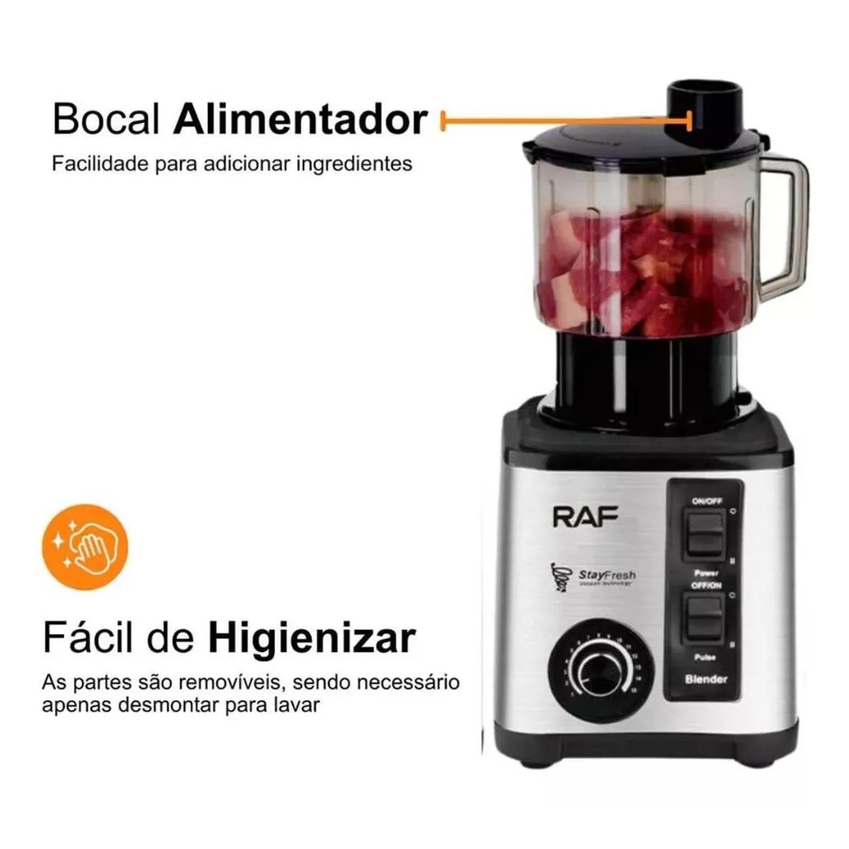 RAFF - LICUADORA RAF 3 EN 1, TRITURA HIELO, 2600 WATTS Y 15 VELOCIADES