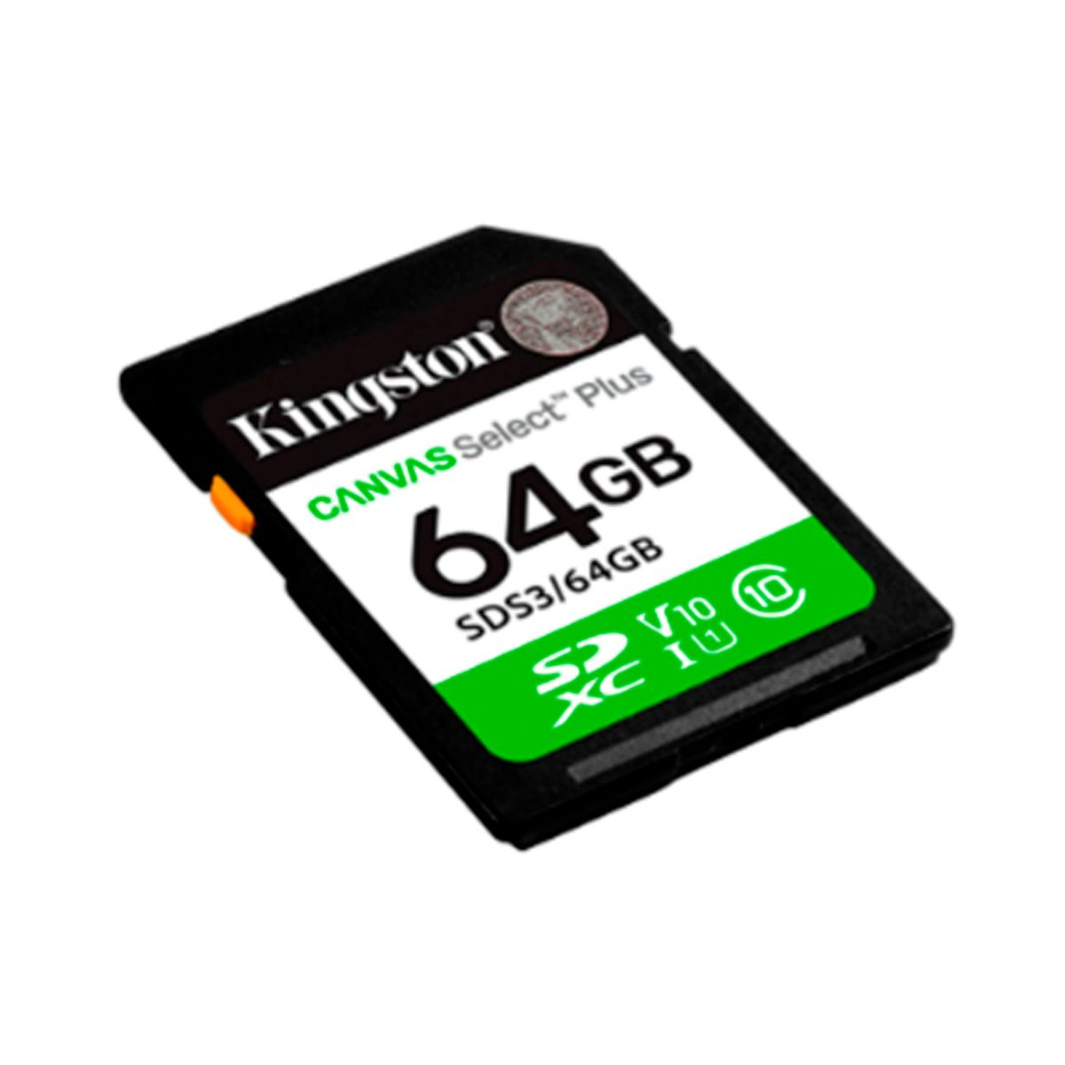 KINGSTON - MAMORIA MICRO SD KINGSTON CANVAS SELECT PLUS SDS3-64GB SDXC 64GB CLASS 10 UHS-I U1 V10 LECTURA 100MBS PN SDS3-64GB