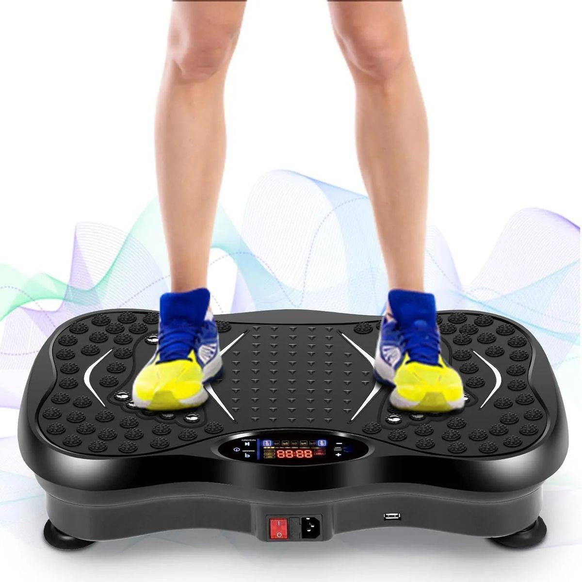 GENERICO - PLATAFORMA VIBRATORIA DE 120 VELOCIDADES, CON BLUETOOTH + CONTROL+ 2 LIGAS PARA EJERCICIOS